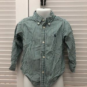 Ralph Lauren green and white striped button down